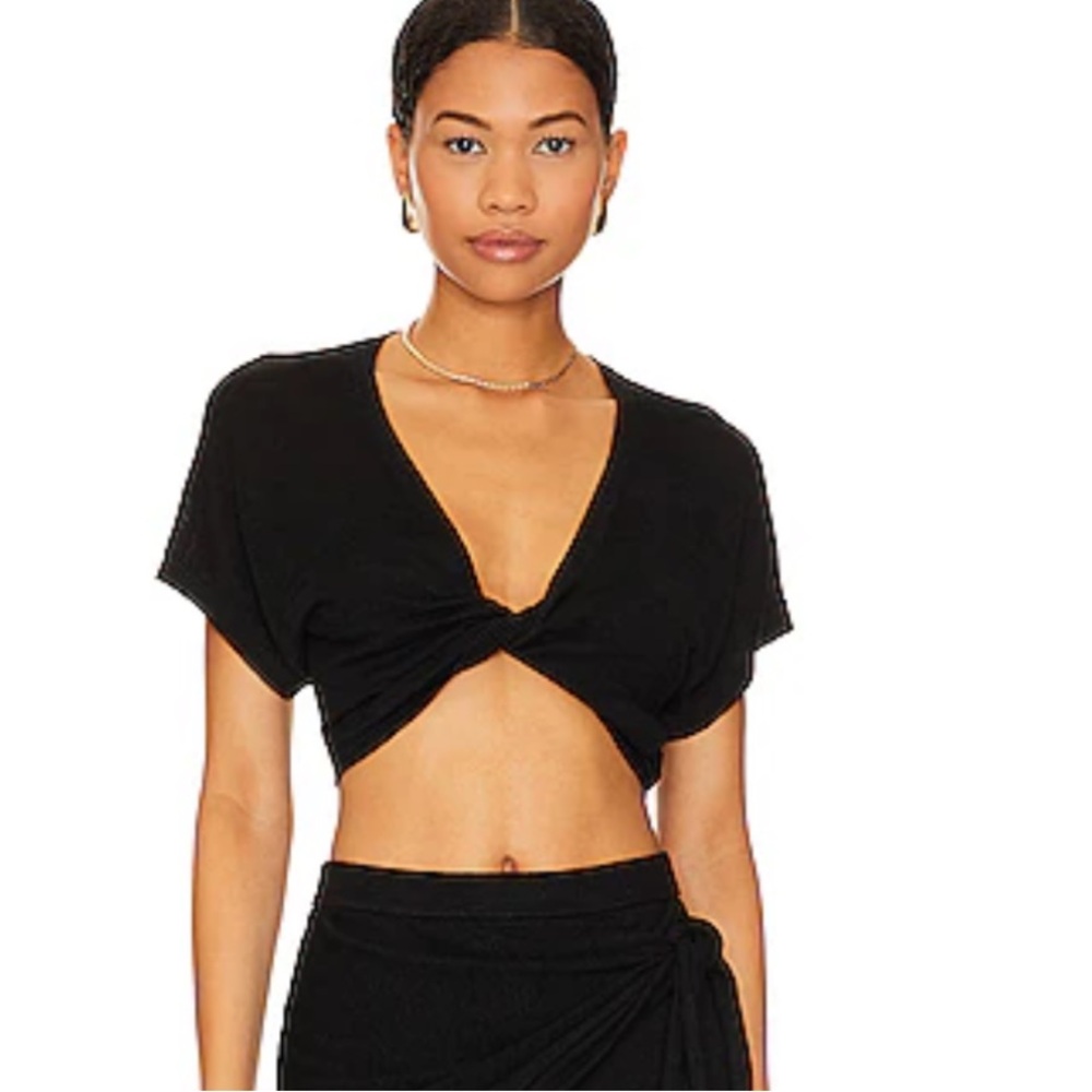 L*Space Riley Twist Front Crop Top Black NWT